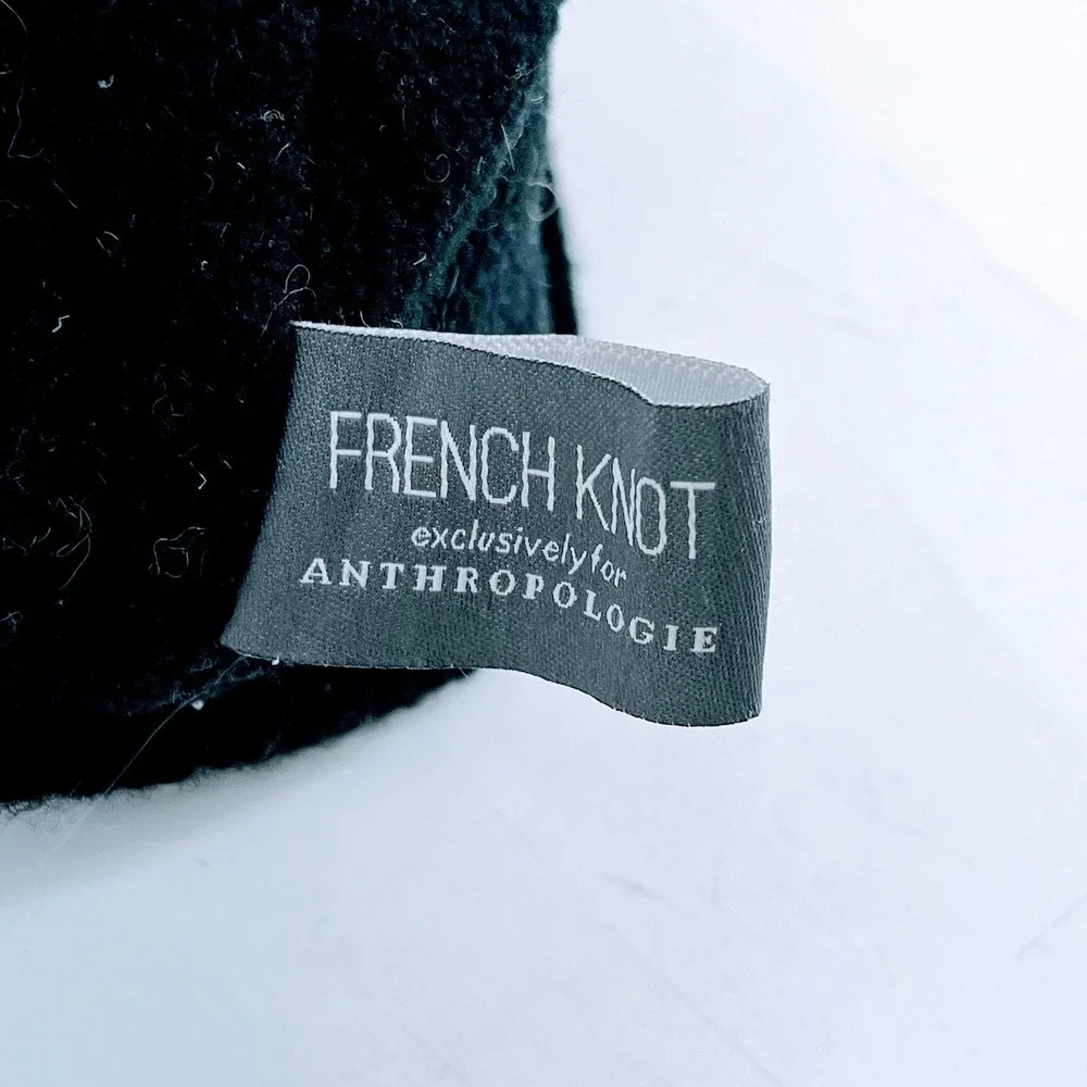 French Knot Anthropologie Merino‎ Wool Fair Isle Knit Floral Embroidered Beanie